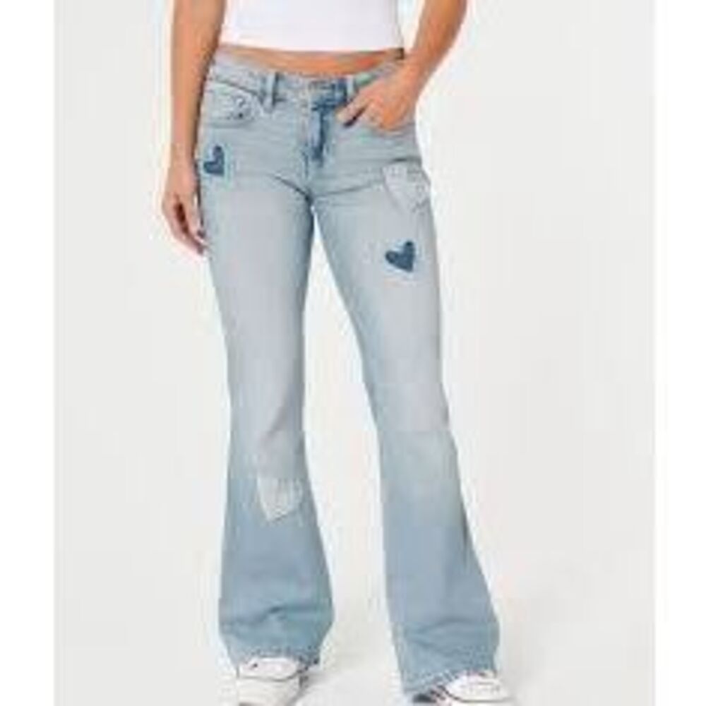 Hollister Low Rise Heart Patch Vintage Flare Jean Sz 26S